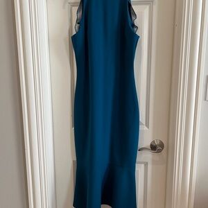 Likely Blue Halter Sheath Midi Dress
